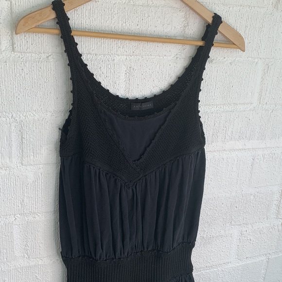 Anteprima Black Crochet Modal Ruffle Mini Dress sz 38 4/6 - Picture 3 of 9